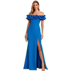 Xscape Strapless Blue Evening Dress